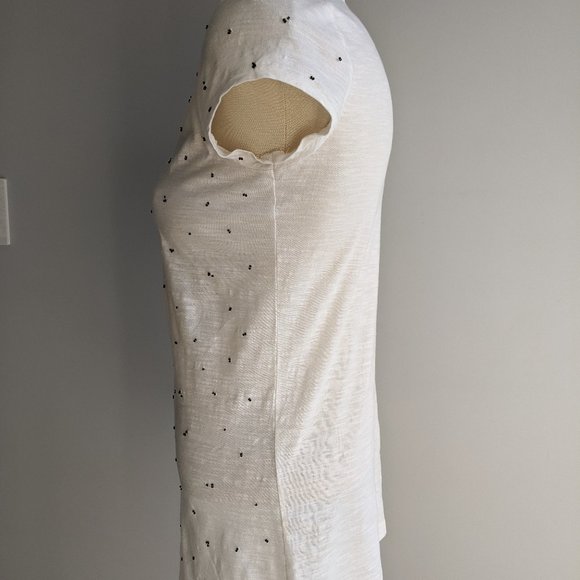Ann Taylor LOFT ivory tee with black beading - Picture 4 of 7